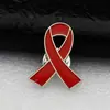Broche Liga Coração Vermelho Fita Vermelha Logo Insígnia de Auxílio Símbolo Internacional HIV Rótulo de Publicidade de Bem Público