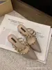 Meias Pantufa para Mulheres, Estilo Francês Primavera e Verão 2026 Salto Alto Sexy Bico Fino Cravejado, Sandálias Fechadas, Sapatos Únicos de Salto Grosso