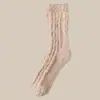 Calcetines de casa para dormir de coral de longitud media, transfronterizos, no sueltan pelusa, color liso, unisex, en stock de fábrica