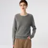 Nuevo suéter de cachemira pura para mujer de otoño e invierno, grueso, con diseño de hombro raglán, cuello redondo, capa interior cálida, suéter de punto