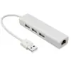 Placa de Rede USB LAN + Hub USB Dois em Um Expansão 3 Portas USB Adaptador de Rede USB para Rj45
