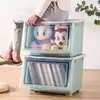 Cesta organizadora dobrável infantil transparente frontal com abertura lateral caixa de armazenamento de lanches armário de armazenamento doméstico caixa de armazenamento de brinquedos