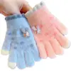 Guantes de punto para niños de Otoño e Invierno, forro polar, engrosados, cálidos, con dedos, bonitos, de dibujos animados, protectores de manos para juegos al aire libre de bebés