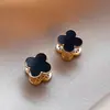 Pendientes de Flor Estilo Francés Vintage Estilo Chanel Chapados en Cobre Oro Real Moda Distintiva Lujo Ligero Zirconia Hebilla de Oreja de Moda de Doble Cara para Mujer