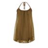 Saia de Gaze Elástica com Cadarço Retro para Feriado Costas Nuas Saia Sexy de Malha Plissada com Gola Halter Saia de Verão Feminina Pura com Costas Nuas Flor