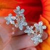 Brincos de Flor de Floresta Estilo Coreano Cao Shi para Mulheres, Joias Modernas, Elegantes e Doces, Incrustados com Zircônia Brincos Exquisitos