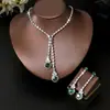 Conjunto de Dos Piezas de Collar y Pendientes de Gota de Agua Rosa Cristalino Transfronterizo Accesorios para Vestido de Novia de Noche Joyería de Novia Conjunto para Mujer