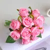 Ramo de 12 Rosas Artificiales para Accesorios de Fotografía de Bodas y Decoración de Sala de Estar