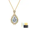 Collar de plata de ley S925 con moissanita en forma de gota con encaje, colgante de ola, cadena de clavícula vintage, venta al por mayor de fábrica