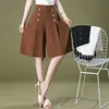 Calças Culotte Plus Size, Calças de Pernas Largas, Shorts Femininos, Calças Casuais Soltas Finas de Verão com Cintura Alta Emagrecedoras, Calças de Cinco Pontos