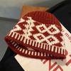 Corea del Sur Nuevo Sombrero de Lana Vintage Pareja Otoño e Invierno Diseñador Patrón de Diamantes Combinación de Colores Cálido Sombrero de Punto Sombrero para el Frío