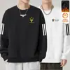 Moletom masculino com gola redonda e estampa, novo produto de outono e inverno, corte solto, forrado com fleece, gola redonda, manga longa, moderno, casual, peça básica versátil para homens estilosos