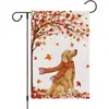 La Bandera de Jardín de Lino Más Popular de Amazon Decoración de Patio Otoño Acción de Gracias Hoja de Arce Cachorro Lindo Venta Directa de Fábrica