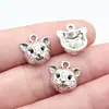 13x13mm 1.2g Plata Antigua Retro Material para Joyería Hecha a Mano Colgante de Gato