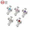 Pendientes Cruzados de Aleación de Titanio F136 Transfronterizos con Circonia de Grado 5A, Joyería para Perforación de Hélice Externa
