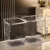 Inodoro de alta gama gran capacidad cubo nuevo lujo ligero 2025 cubo de basura doméstico dormitorio sala de estar cocina transparente