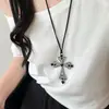 Collar Cruz de Encaje con Perlas y Diamantes Transfronterizo Hip-Hop Europeo y Americano Cadena de Cuello Sexy Gótico Exagerada Elegante Cadena para Suéter