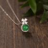 Collar con colgante de lazo de hada de calcedonia verde nuevo en plata esterlina S925, luz de nicho, accesorios de lujo de alta gama al por mayor