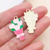 Estilo Dulce Aleación de Zinc Esmalte Colgante Abeja Copa de Vino Forma de Corazón Colgante Materiales para Accesorios de Joyería Hechos a Mano DIY