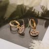 Aogu Europeo y Americano Ins Lujo Accesible Cobre Chapado en Oro Real con Incrustaciones de Zirconia Lindos Pendientes de Ojo para Mujer Nicho Exquisitos Pendientes Personalizados