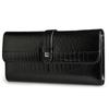 Cartera de Piel Genuina para Mujer Broche Piel Charol Patrón de Cocodrilo Múltiples Ranuras para Tarjetas Bolsa para Teléfono Móvil Bolso de Mano Billetera para Monedas Europea y Americana
