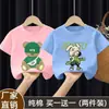 Camiseta de Verano 2026 de Algodón Puro con Estampado de Dibujos Animados de Moda, Estilo Callejero Fresco, Holgada de Manga Corta para Niños