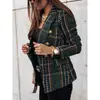 2026 Otoño/Invierno Nuevo Estilo Europeo y Americano Ropa de Mujer Transfronteriza Más Vendida Chaqueta Corta con Estampado de Doble Botonadura de Manga Larga