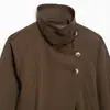E-commerce Transfronteiriço Estilo Europeu e Americano Roupas Femininas ZA AliExpress Mais Vendido Cinto na Cintura Dupla Fileira Gola Lapela Solto Preguiçoso Trench Coat