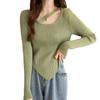 Design Sense Camiseta Base Interior para Mujer Primavera Otoño Invierno Estilo Occidental Irregular Clavícula Suéter Top Sexy Trendy