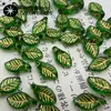 Cuentas Checas Importadas Verdes con Hojas de Laurel Pintadas en Dorado 12*6mm Cuentas de Vidrio Hechas a Mano Materiales para Collares Pulseras con Cuentas DIY