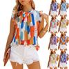 2025 Amazon Wish Verano Nuevo Top Holgado sin Mangas para Mujer Transfronterizo Europeo y Americano Camisa de Chifón Estampada Colorida