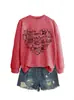 Amazon eBay sitio independiente de moda y único casual versátil para mujer estampado de corazón otoño e invierno cuello redondo manga larga sudadera