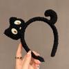 Gato Cartoon Fofo Pequeno Rolo Pelúcia Faixa de Cabelo Lavagem de Rosto Maquiagem Antiderrapante Pressão no Cabelo Topo Craniano Alto Artefato Chapéu Engraçado