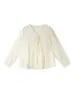Shuangtian Nova Moda Feminina Primavera 2026 Design Ligeiramente Plus Size Camisa de Manga Longa com Cadarço e Decote V para Mulheres Plus Size 9227