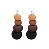 Pendientes de Ganchos para Orejas con Colgante Redondo Geométrico de Ratán y Cuentas de Madera Aguja Plateada Estilo Étnico Vintage Accesorios Únicos para Orejas Sensación de Gama Alta de Nicho