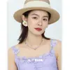 Pendientes de Perla Camelia Dulce para Mujer de Lujo Ligero Gama Alta Novedad Primavera y Verano Pendientes Versátiles Pin de Plata 925 Joyería para Orejas