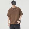 Playera a Rayas para Hombre Nuevo Estilo Americano Marca de Moda para Hombre Cuello Redondo Media Manga Holgada Casual Estilo Hong Kong Manga Corta para Hombre Ins Verano