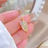 [Oro Real de Cobre] Hoja de Estrella Un Diamante Moda Comercio Exterior Transfronterizo DIY Joyería Cobre Circonio Microincrustado Accesorios Colgantes