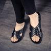 Sandálias Masculinas 2025 Verão Roupa Exterior Chinelos Masculinos de Sola Macia Desodorante Sandálias de Couro Primeira Camada Couro de Vaca Sapatos de Praia Atacado