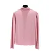 Camiseta Básica de Manga Larga con Cuello Alto de Modal Nueva Colección Primavera/Verano 2021 Estilo Coreano Ajustada Camiseta de Cuello Medio Alto Top Interior para Mujer