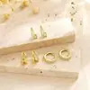 Brincos Europeus e Americanos Transfronteiriços Novos de Duplo Aro com Microincrustação de Diamante em Formato de C para Mulheres, Conjunto Versátil Acessível de Luxo de Alta Qualidade com Três Pares de Brincos