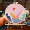 Bolsa de material DIY de bordado feito à mão para pintura de bordado de quadro pendurado na sala de estar, ponto cruz para iniciantes, bolsa de material DIY feito à mão para crianças