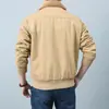 Abrigo de piel de cordero con solapa de invierno, forro polar, engrosado, ropa acolchada de algodón para hombre, chaqueta bomber estilo utilitario, chaqueta acolchada de algodón holgada para hombre