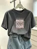 Camiseta de algodón puro para mujer, cuello redondo, manga corta, nueva moda 2026, casual, elegante, rejuvenecedora, color café, para verano