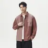 Camisa de Manga Larga Retro Simple con Bloques de Color a Rayas Chaqueta para Hombre 2026 Nueva Primavera Casual Cardigan Camisa Talla Grande