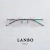 Armazón Ultraligero de Titanio 5.9g Montura Cuadrada Sin Marco Lentes Graduados para Hombres con Rostros Grandes, Armazones Retro Elegantes de Negocios, Se Pueden Personalizar con Lentes Graduados