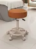 Taburete de Belleza Giratorio Ajustable con Ruedas Taburete Redondo Manicura Maquillaje Silla con Respaldo Taburete de Trabajo para Barbería Salón de Belleza Especial