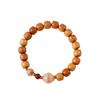 Pulsera de Perlas de Sándalo Dorado Cultural y Creativo Estilo Antiguo Círculo Único Perlas de Buda Pulsera Cultural para Hombres y Mujeres Pulsera de Estilo Étnico de Círculo Único