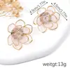 Nuevos Pendientes de Flor Dorada para Mujer, Pendientes de Cristal con Pétalos Semitransparentes de Lujo Ligero, Pendientes con Atmósfera Festiva Europea y Americana