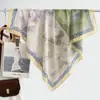 Estilo chino estilo pintura al óleo camelia moderno gasa 90 pañuelo cuadrado grande bufanda de seda para mujer bufanda de primavera y otoño con temperamento para combinar con camisa chal
